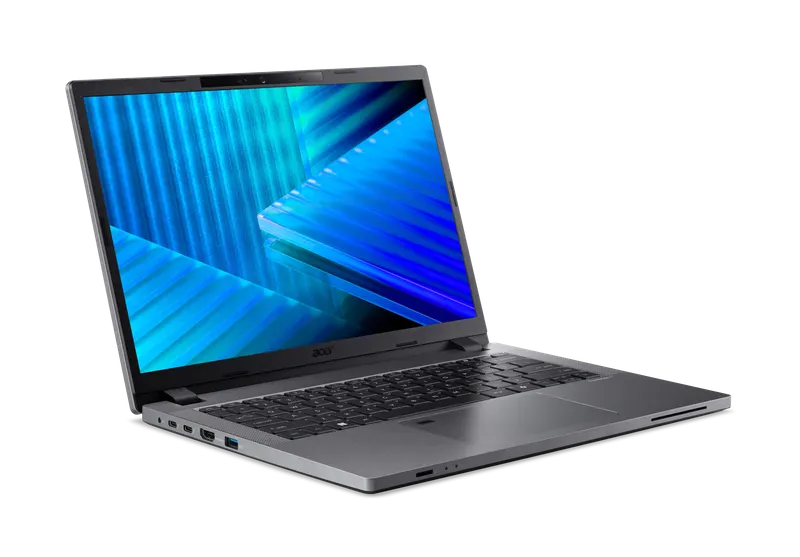 Acer TravelMate TMP214-55-G3-TCO-56MU 14" WUXGA IPS SlimBezel LTE Intel Core Ultra 5 processor 115U 16 GB DDR5 512GB PCIe NVMe SSD SD card reader WIFI6E+BT 2x2 AX+BT 6E FHD IR camera BackLit KB and FRP 53Wh Li-ion battery 65W TypeC adapter Windows 11 Pro 3 YRS OSW