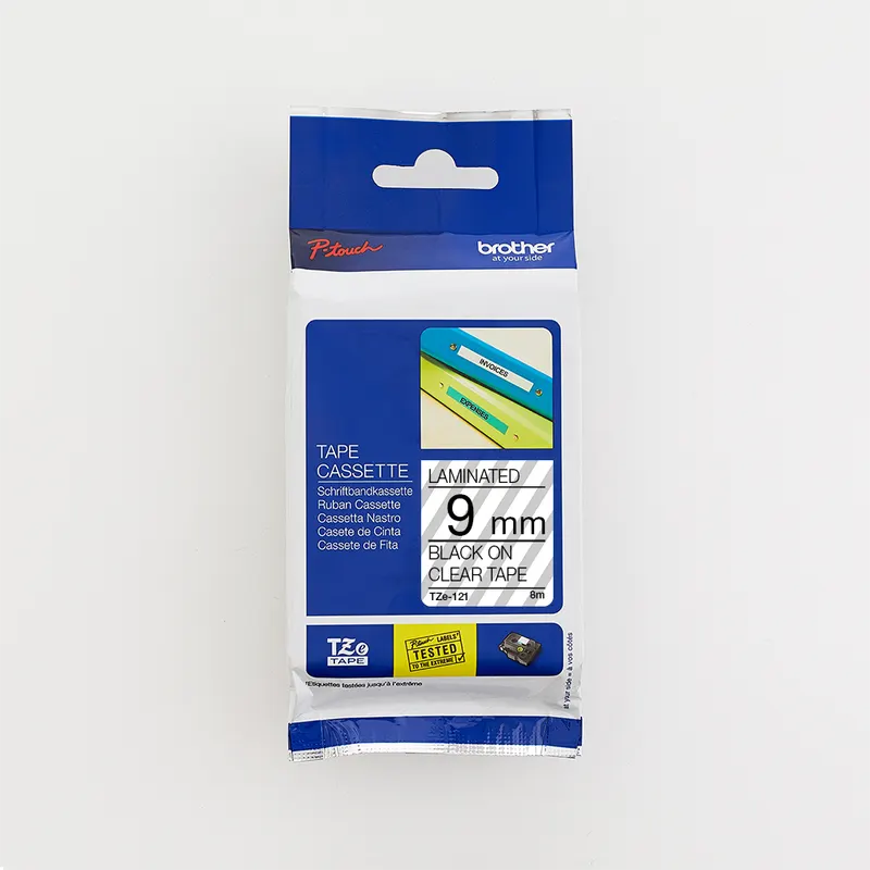 Brother 9MM Black on Clear laminated tape