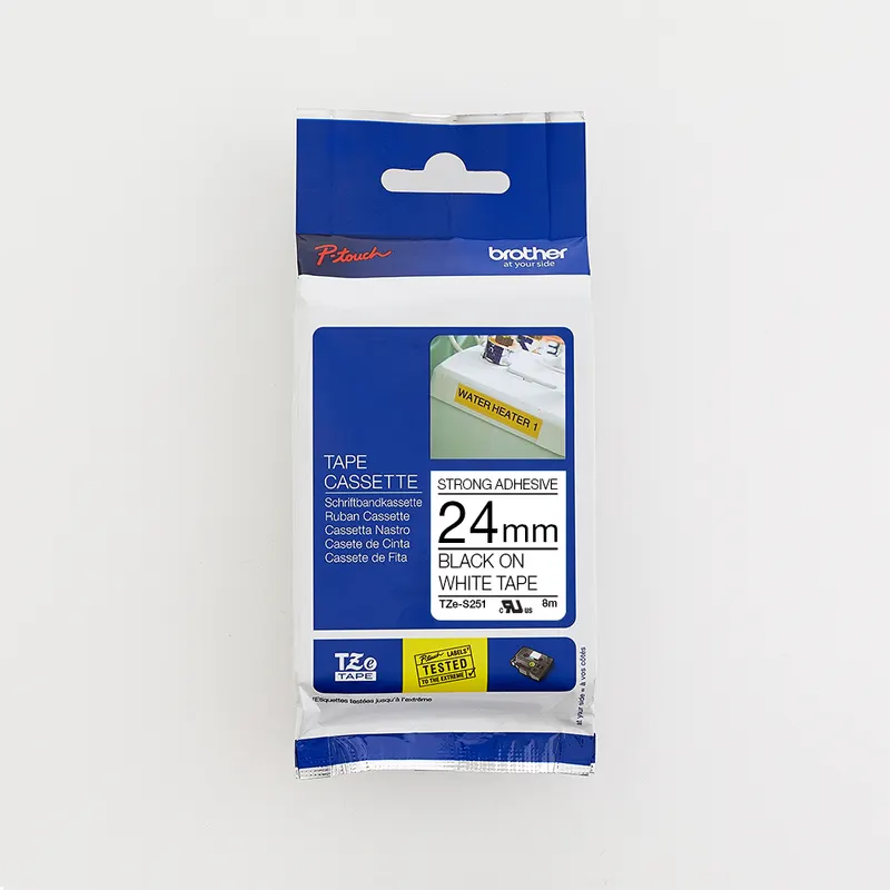 Brother 24MM Black on White Strong Adhesive Laminated tape