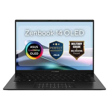 ASUS Zenbook / 14.0 OLED WUXGA(WU) 1920X1200 16:10 / AI 7 445 / LPDDR5X 16GB ( 16GB LPDDR5X on board ) / 1TB PCIE G4 SSD / AMD Radeon Graphics / Backlit Chiclet Keyboard Precision touchpad support Number Pad / Sleeve / Black / Windows 11 Home / 1YR PUR Warranty